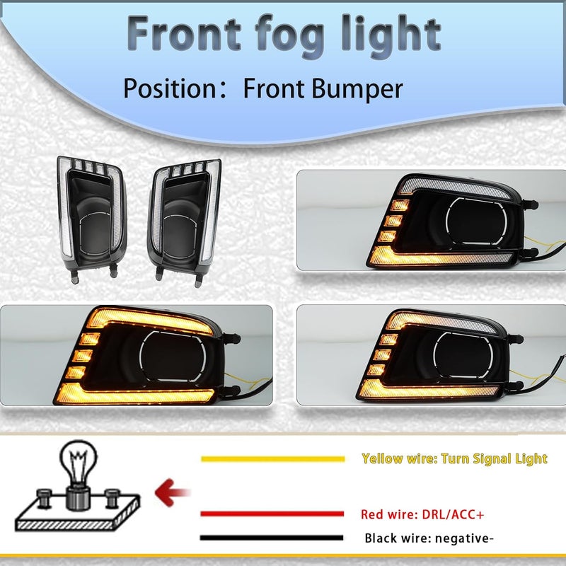 PGTOPONE Switchback White/Amber LED Front Fog Daytime Running Lamp w/Dynamic Flash LED Turn Signal Light Feature Kit For Toyota TACOMA 2012-2015 SR TRD Pro Replacement Front Bumper (12-15) - Image 2